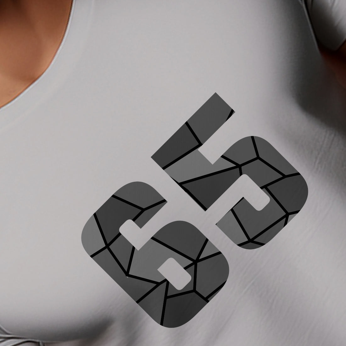 65 Number Men Unisex T-Shirt | Custom Number Graphic Tee (Melange Grey)