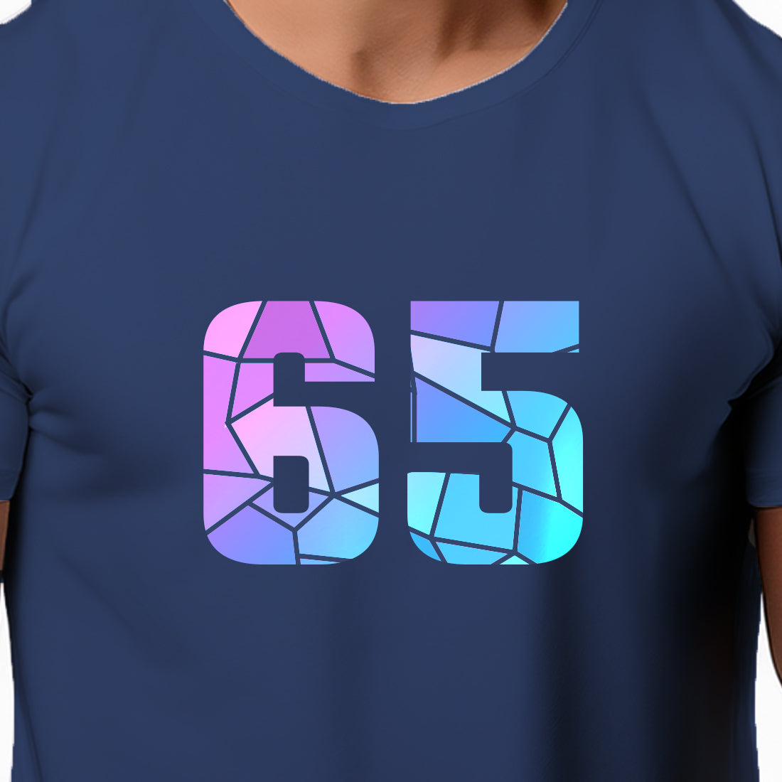 65 Number Men Unisex T-Shirt | Custom Number Graphic Tee (Navy Blue)