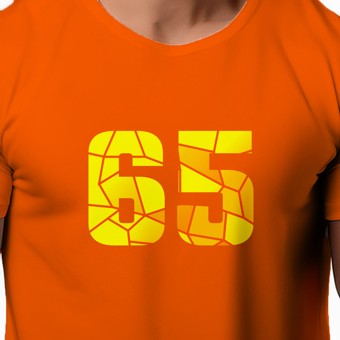 65 Number Men Unisex T-Shirt | Custom Number Graphic Tee (Orange)