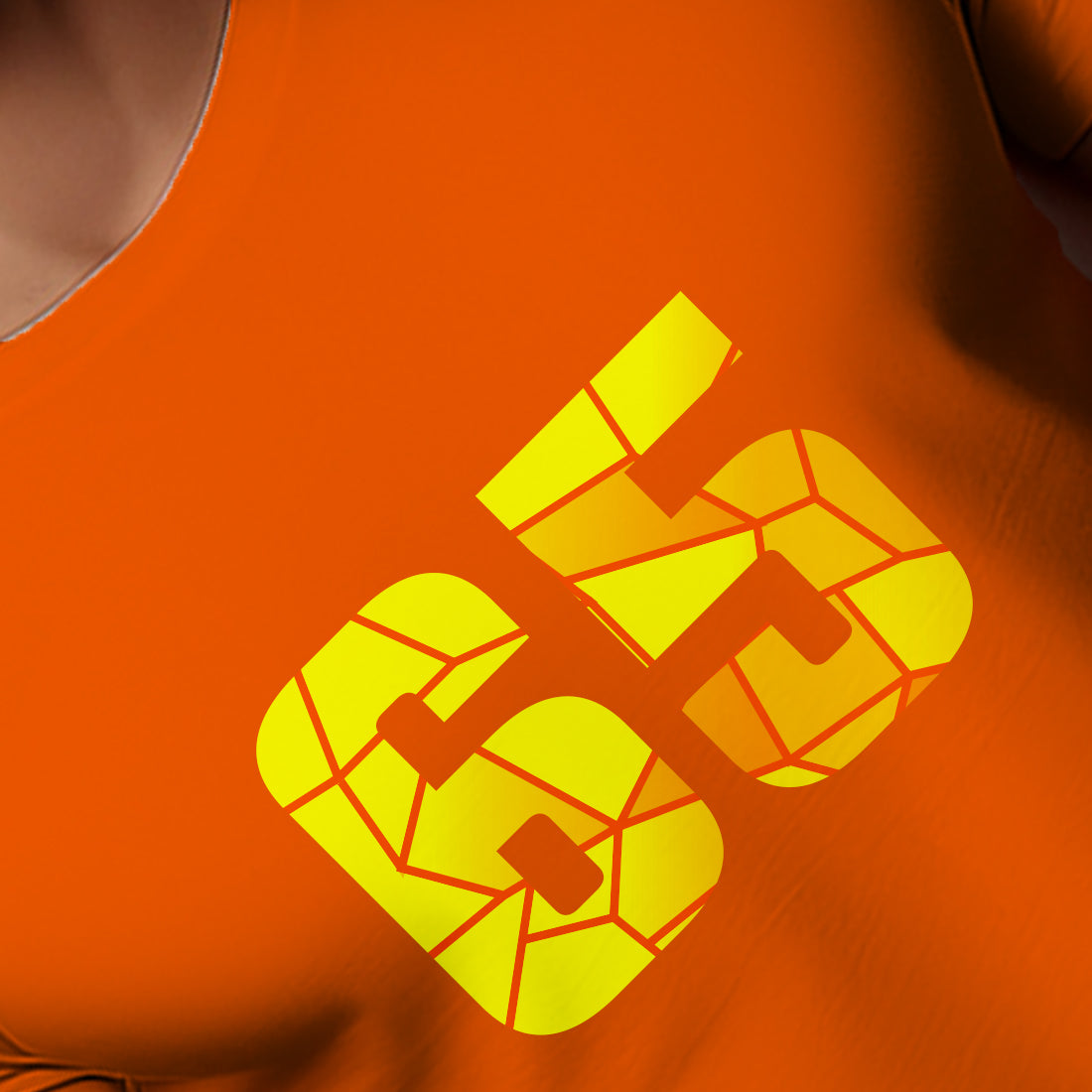 65 Number Men Unisex T-Shirt | Custom Number Graphic Tee (Orange)