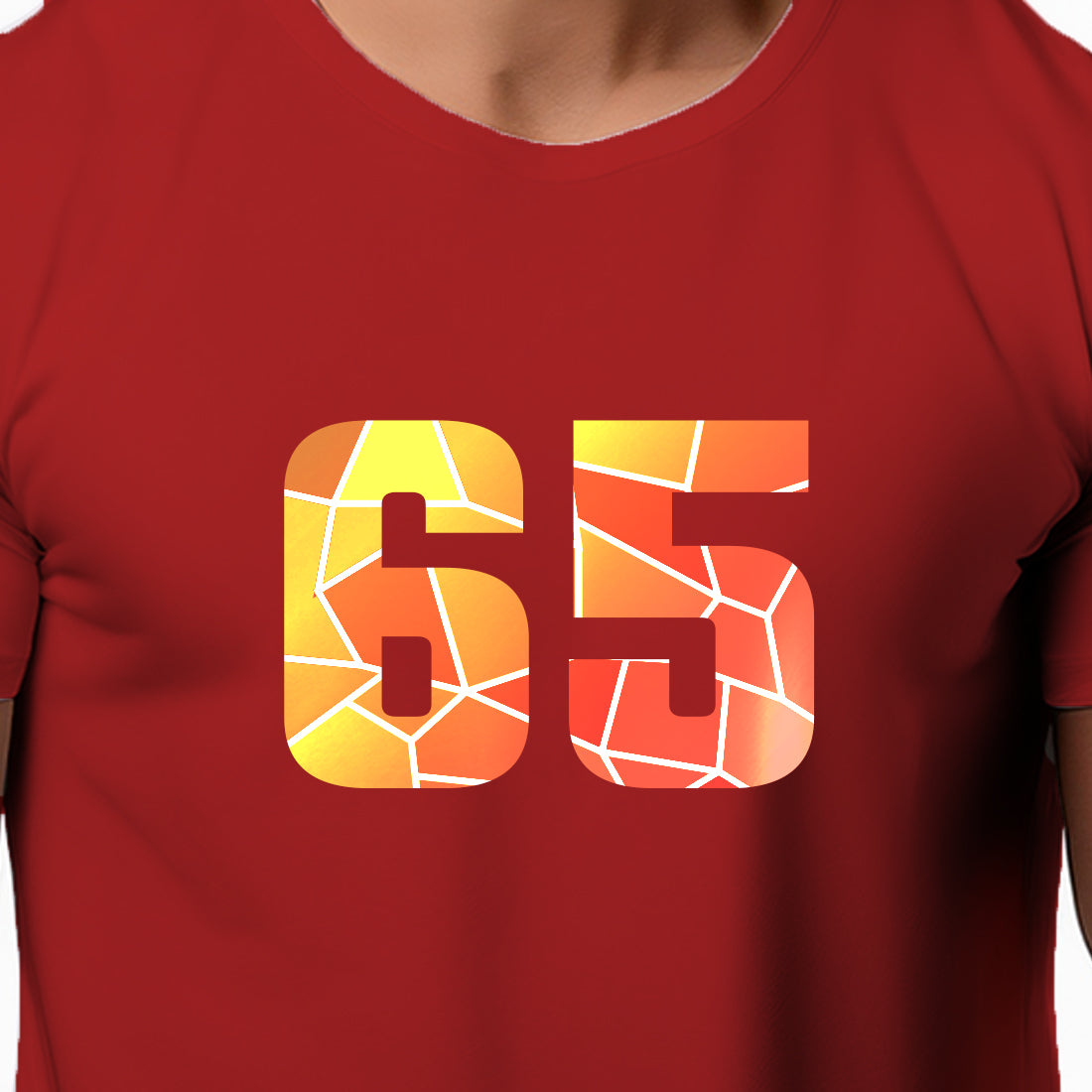 65 Number Men Unisex T-Shirt | Custom Number Graphic Tee (Red)
