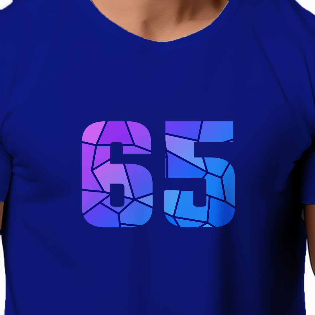 65 Number Men Unisex T-Shirt | Custom Number Graphic Tee (Royal Blue)