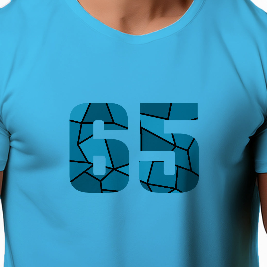 65 Number Men Unisex T-Shirt | Custom Number Graphic Tee (Sky Blue)