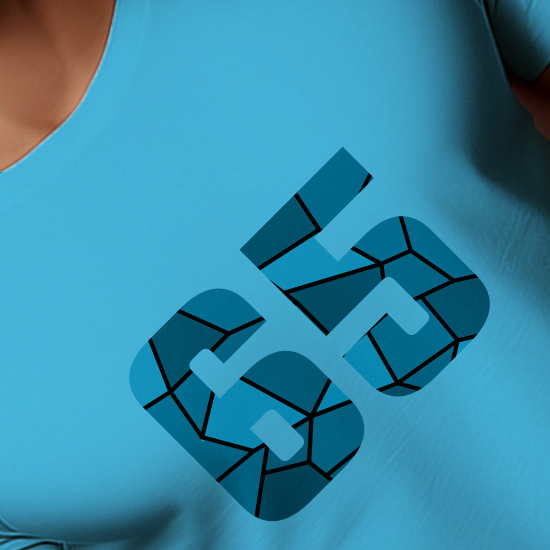 65 Number Men Unisex T-Shirt | Custom Number Graphic Tee (Sky Blue)