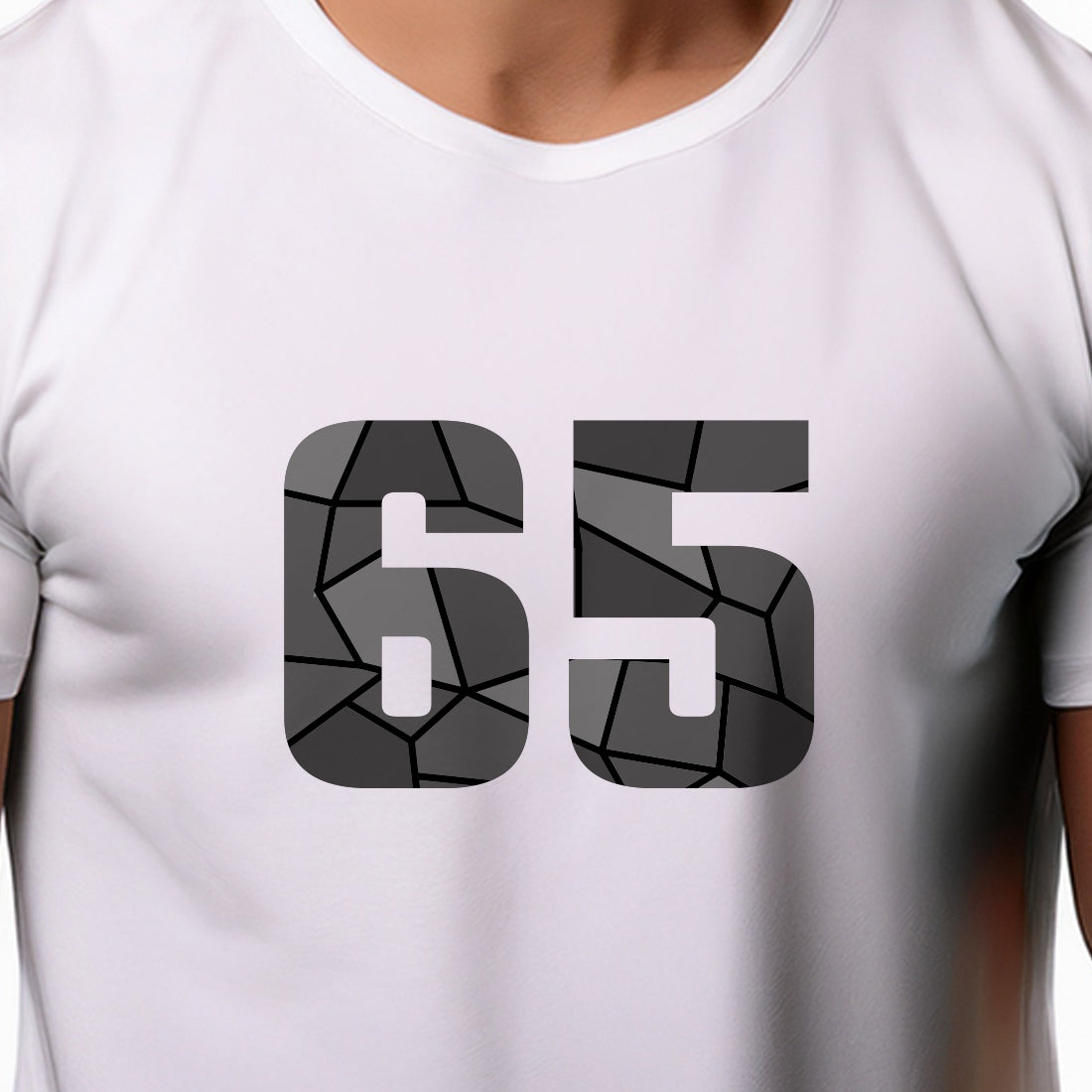 65 Number Men Unisex T-Shirt | Custom Number Graphic Tee (White)