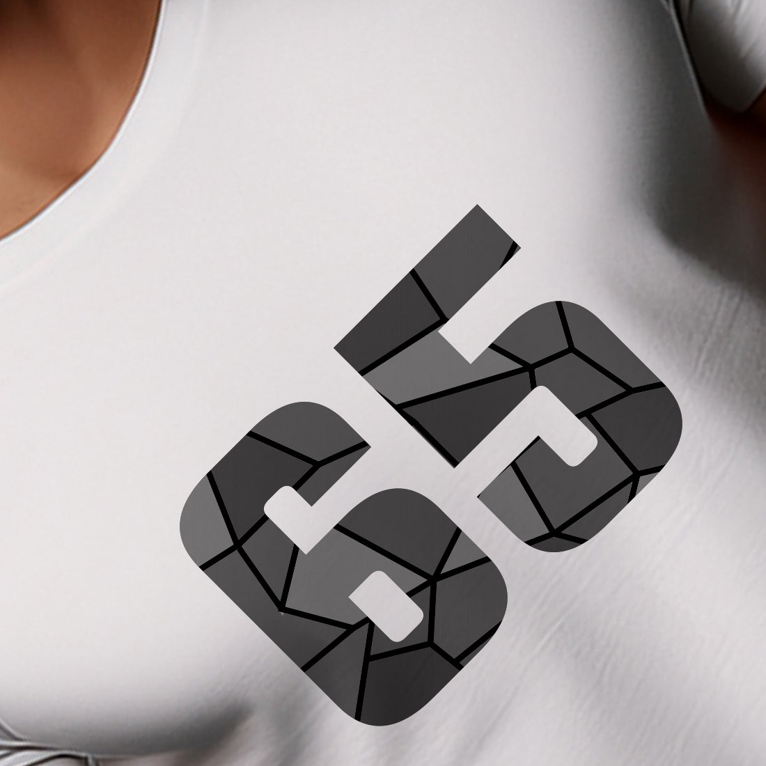 65 Number Men Unisex T-Shirt | Custom Number Graphic Tee (White)