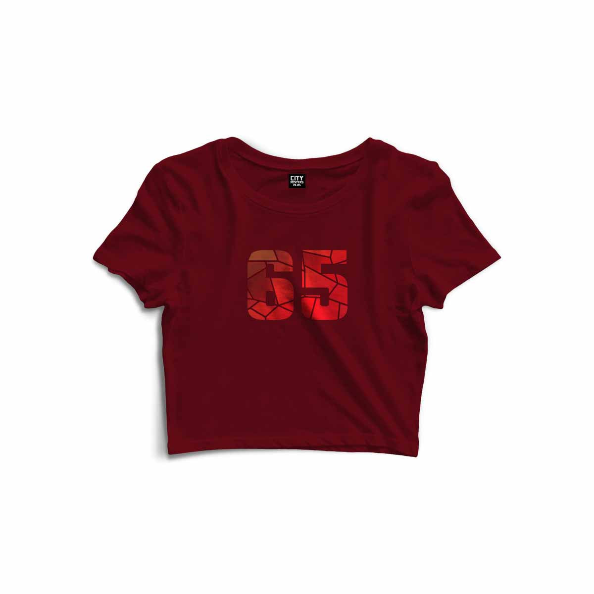 65 Number Women Crop Top (Maroon)