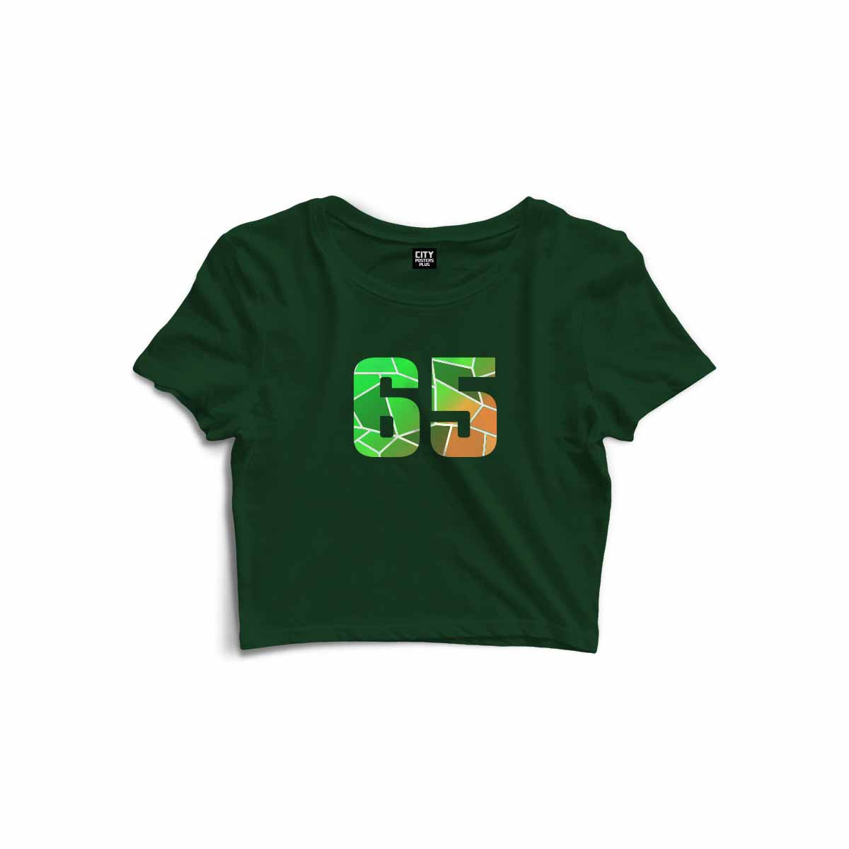 65 Number Women Crop Top (Olive Green)