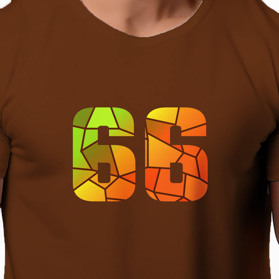 66 Number Men Unisex T-Shirt | Custom Number Graphic Tee (Brown)