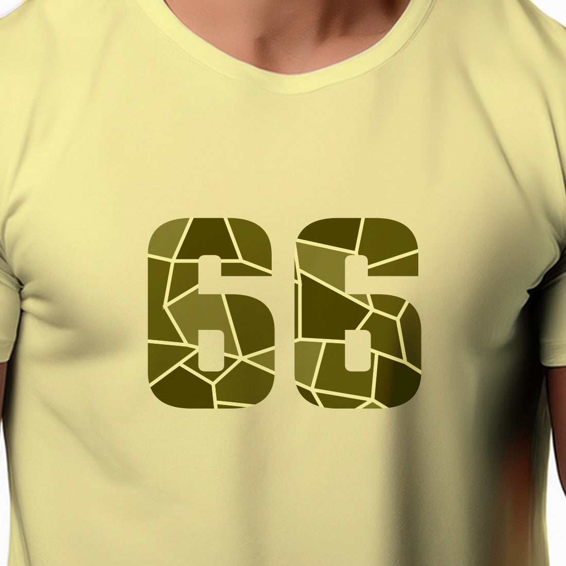 66 Number Men Unisex T-Shirt | Custom Number Graphic Tee (Butter Yellow)