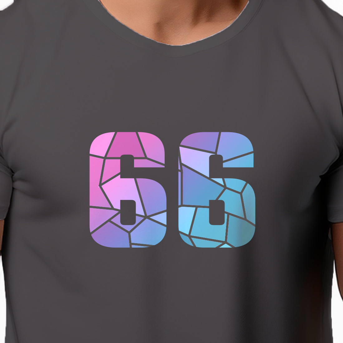 66 Number Men Unisex T-Shirt | Custom Number Graphic Tee (Charcoal Grey)