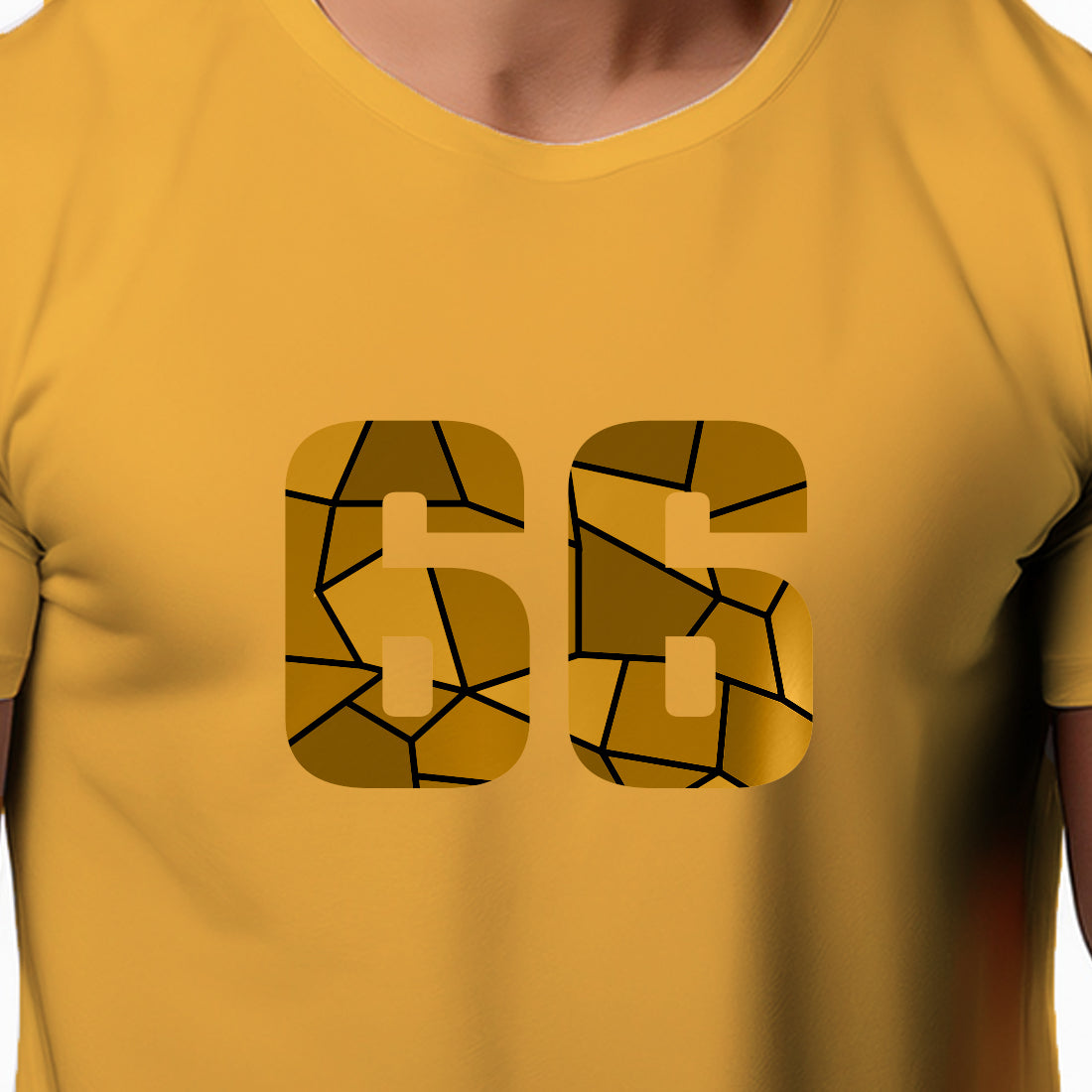 66 Number Men Unisex T-Shirt | Custom Number Graphic Tee (Golden Yellow)