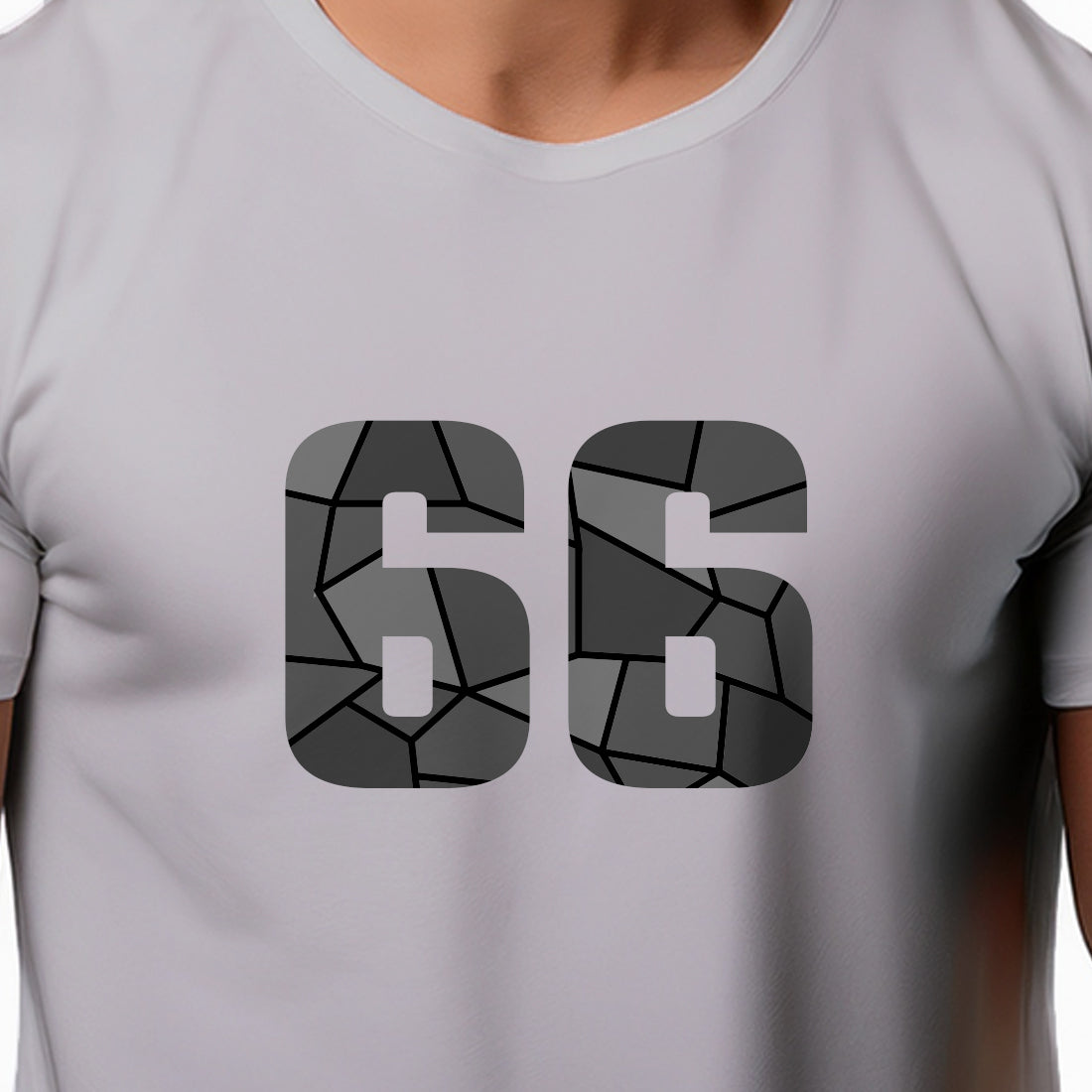 66 Number Men Unisex T-Shirt | Custom Number Graphic Tee (Melange Grey)
