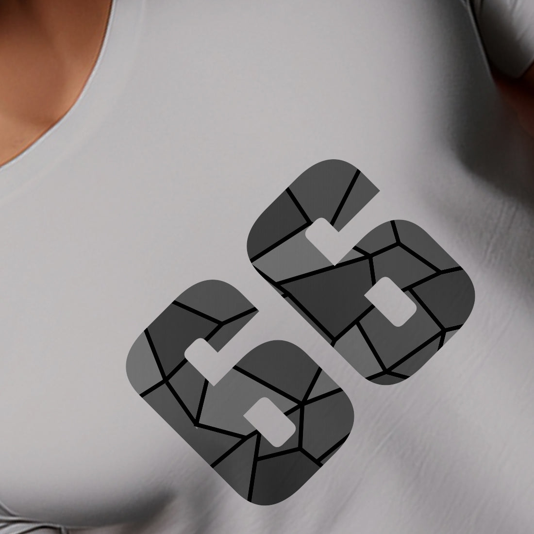 66 Number Men Unisex T-Shirt | Custom Number Graphic Tee (Melange Grey)