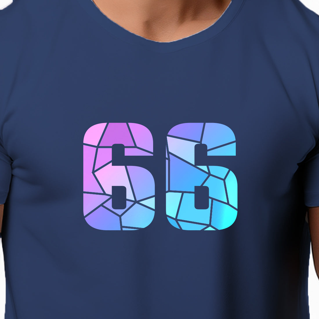 66 Number Men Unisex T-Shirt | Custom Number Graphic Tee (Navy Blue)