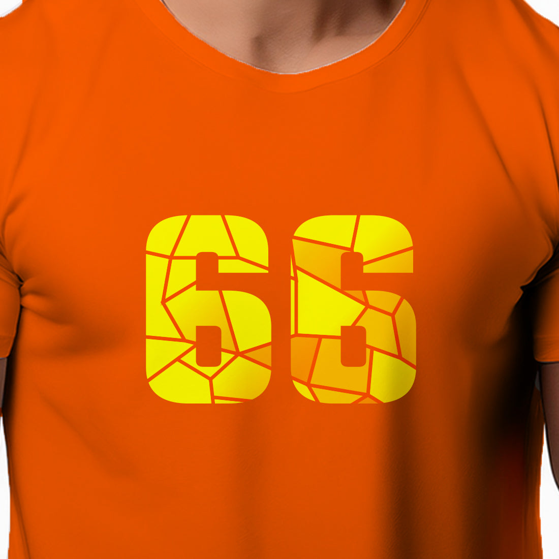 66 Number Men Unisex T-Shirt | Custom Number Graphic Tee (Orange)