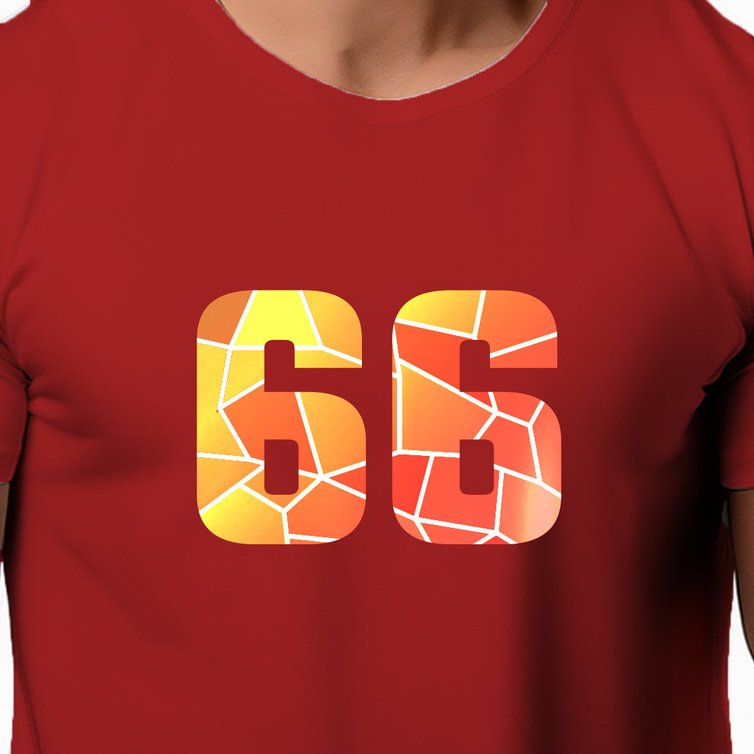 66 Number Men Unisex T-Shirt | Custom Number Graphic Tee (Red)
