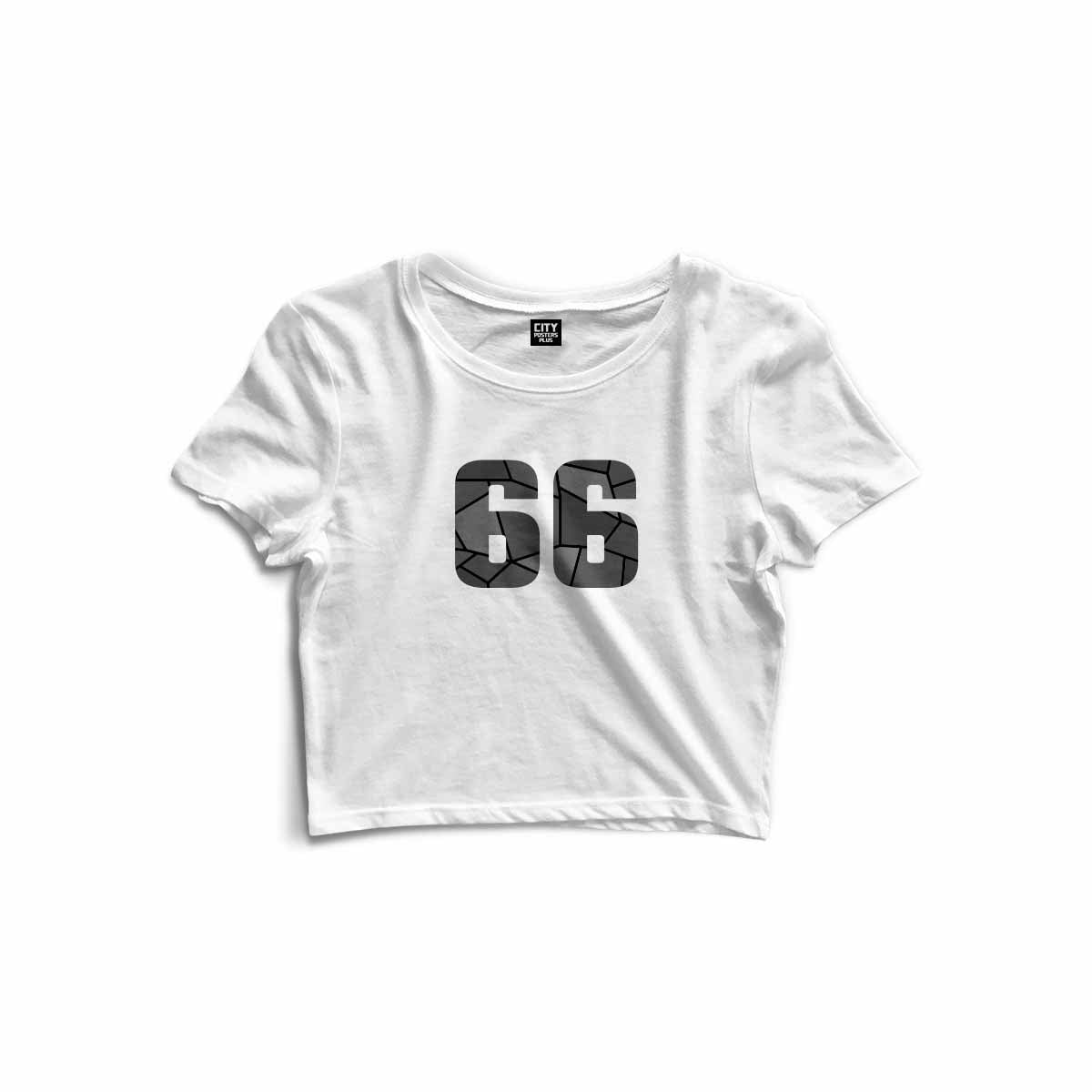 66 Number Women Crop Top (White)