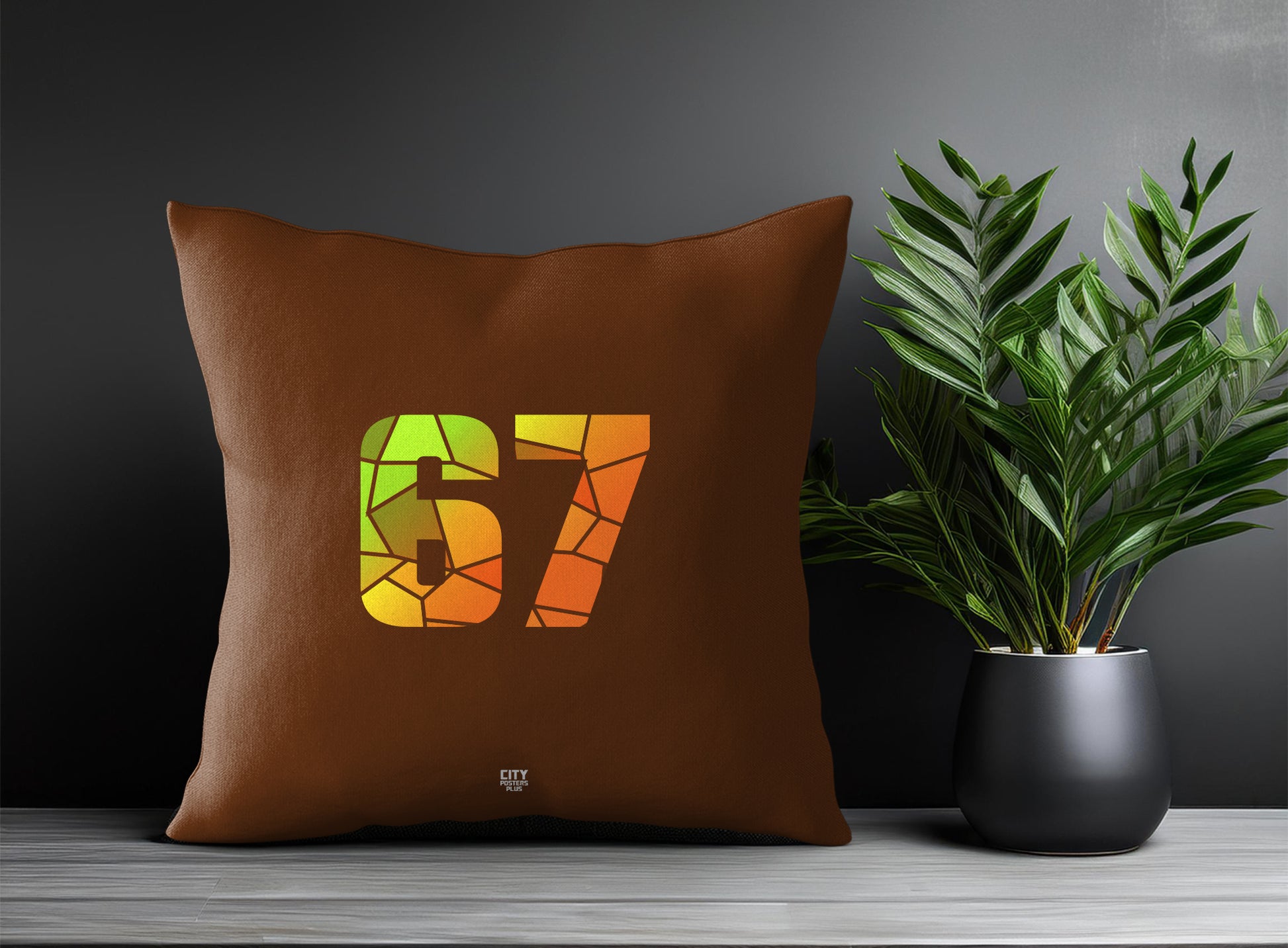 67 Number Pillow Case (Brown)