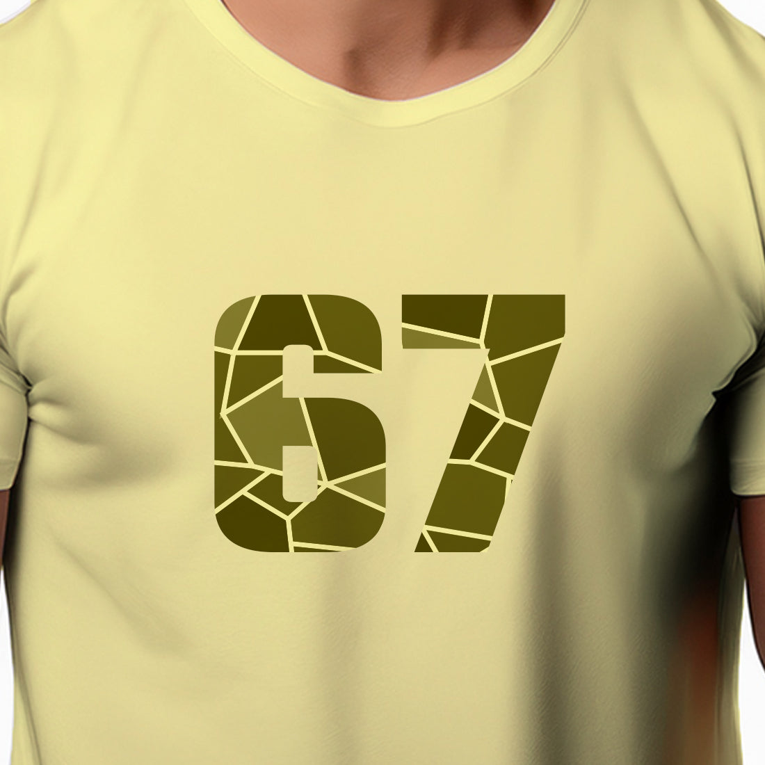 67 Number Men Unisex T-Shirt | Custom Number Graphic Tee (Butter Yellow)