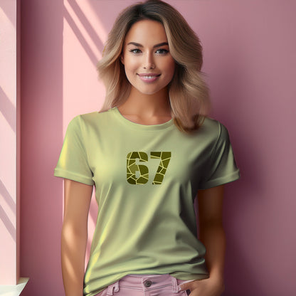 67 Number Women T-Shirt (Butter Yellow) | Stylish Numeric Graphic Tee