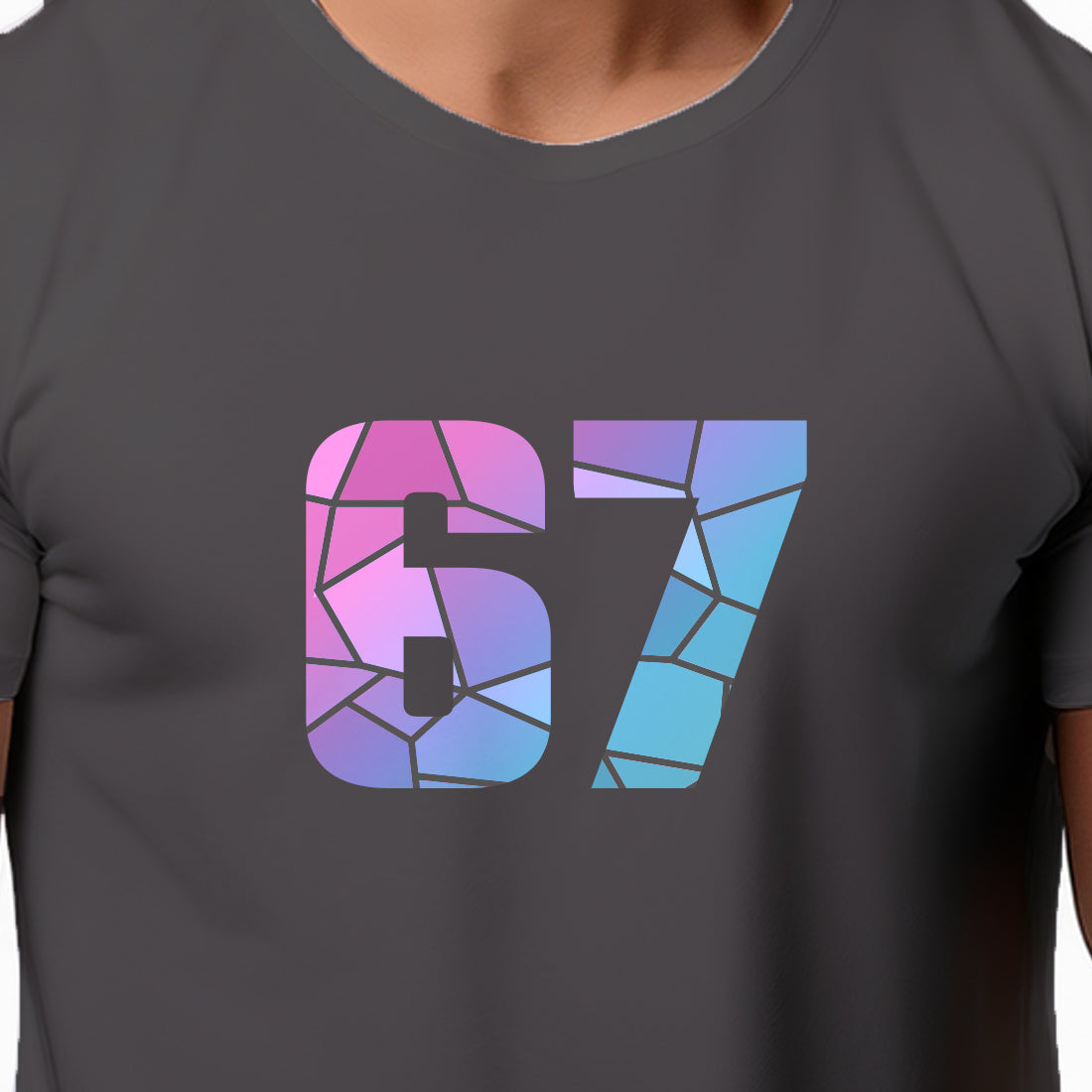 67 Number Men Unisex T-Shirt | Custom Number Graphic Tee (Charcoal Grey)
