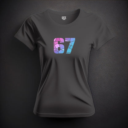 67 Number Women T-Shirt (Charcoal Grey) | Stylish Numeric Graphic Tee
