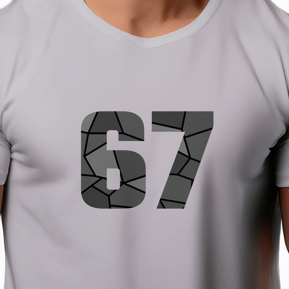 67 Number Men Unisex T-Shirt | Custom Number Graphic Tee (Melange Grey)