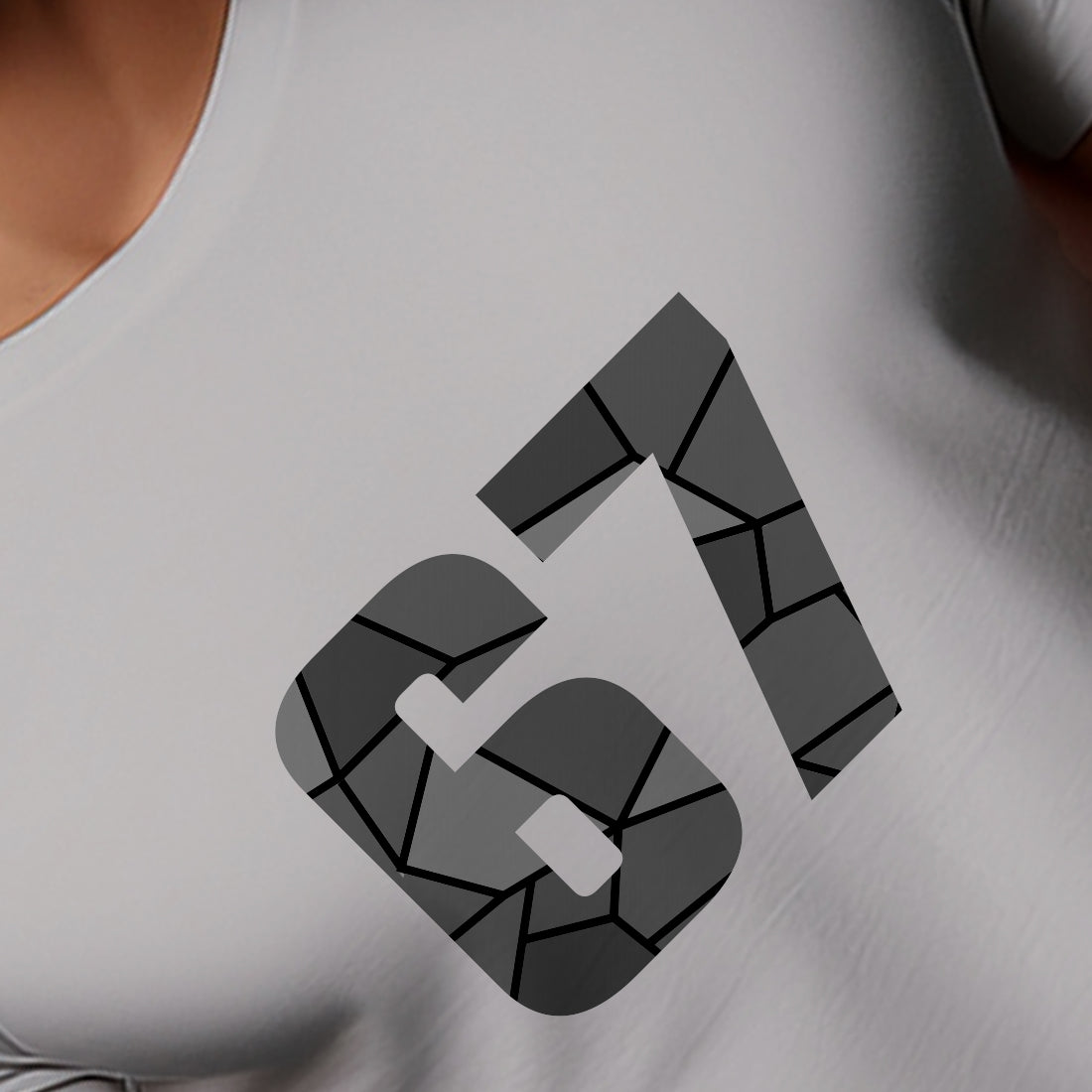 67 Number Men Unisex T-Shirt | Custom Number Graphic Tee (Melange Grey)