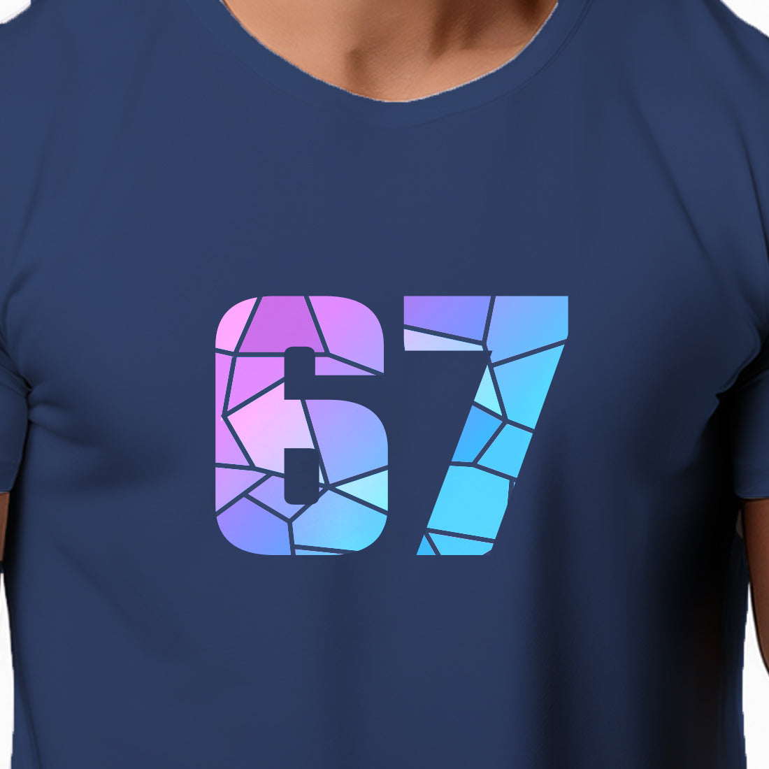 67 Number Men Unisex T-Shirt | Custom Number Graphic Tee (Navy Blue)