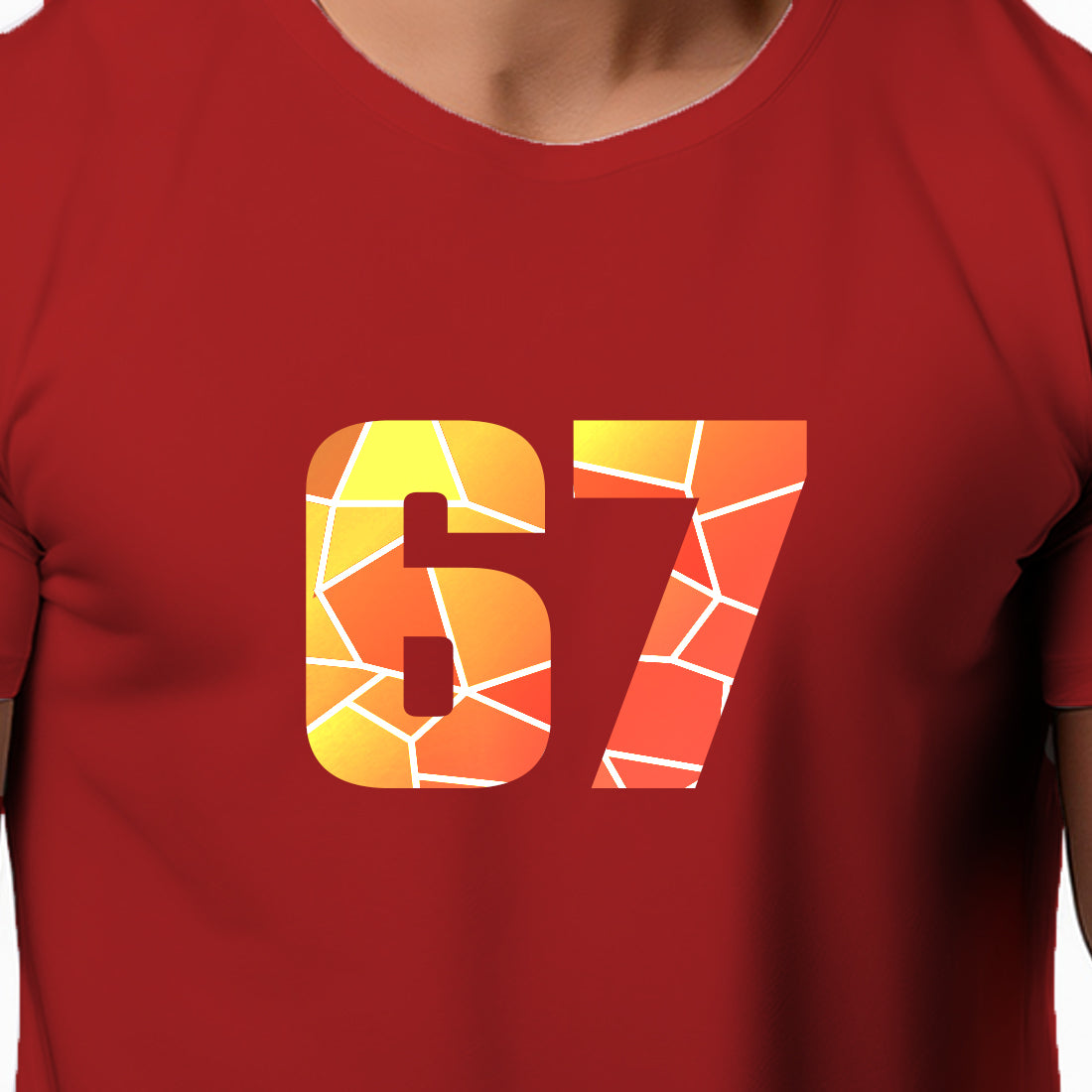 67 Number Men Unisex T-Shirt | Custom Number Graphic Tee (Red)