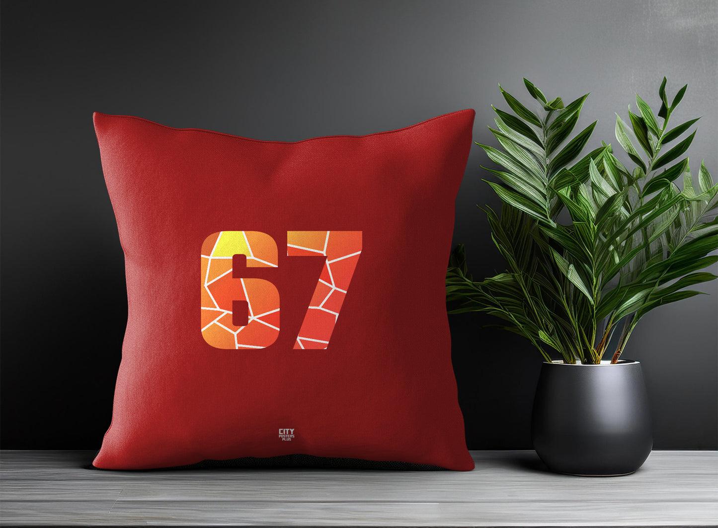 67 Number Pillow Case and Pillow Throw (Red)