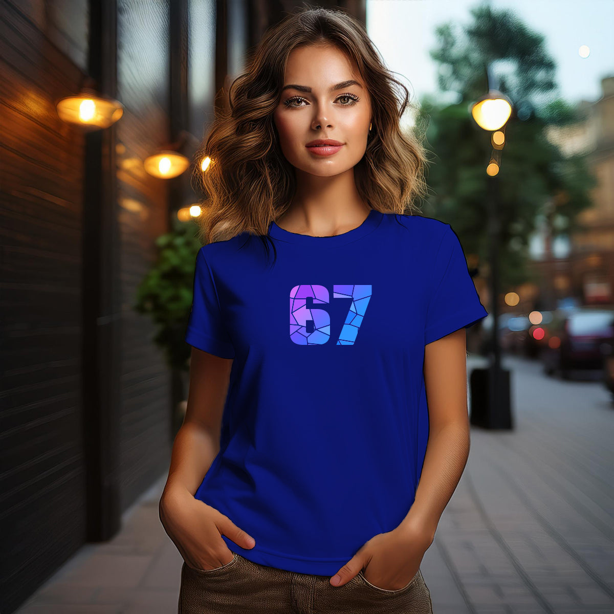 Number 67  Women T-Shirt (Royal Blue) | Stylish Numeric Graphic Tee