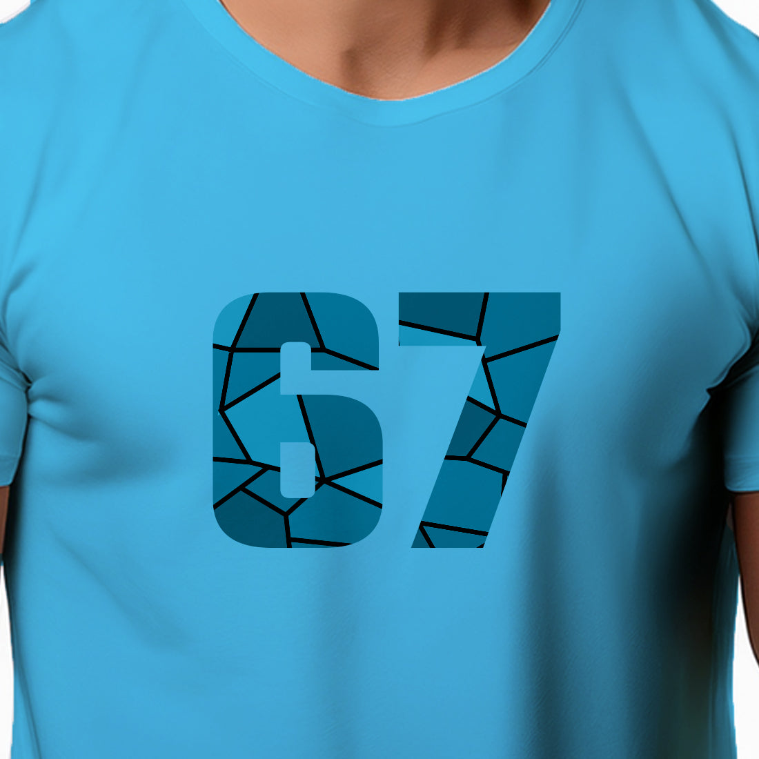 67 Number Men Unisex T-Shirt | Custom Number Graphic Tee (Sky Blue)