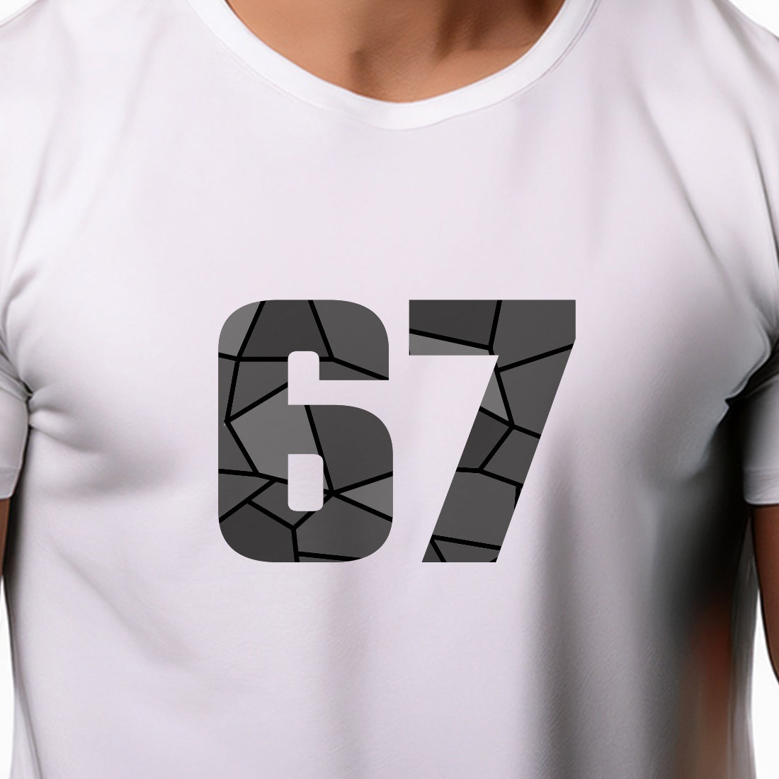 67 Number Men Unisex T-Shirt | Custom Number Graphic Tee (White)