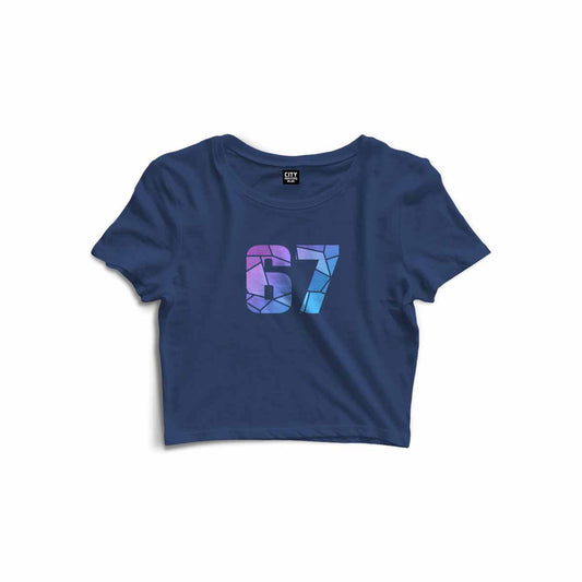 67 Number Women Crop Top (Navy Blue)