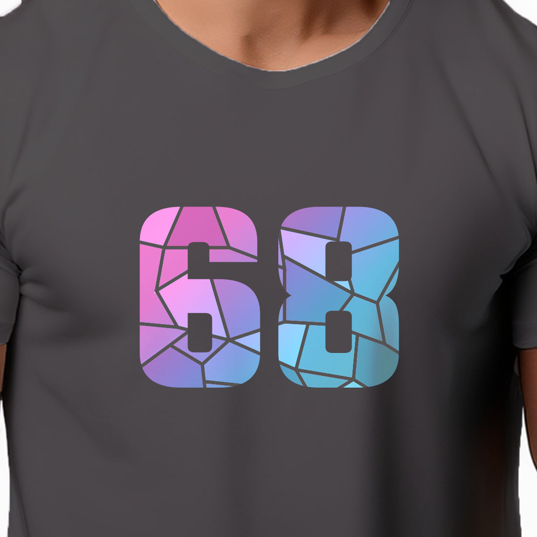 68 Number Men Unisex T-Shirt | Custom Number Graphic Tee (Charcoal Grey)