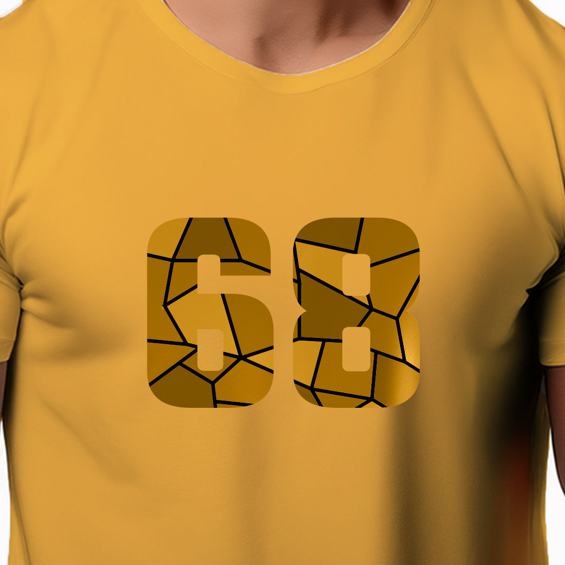 68 Number Men Unisex T-Shirt | Custom Number Graphic Tee (Golden Yellow)