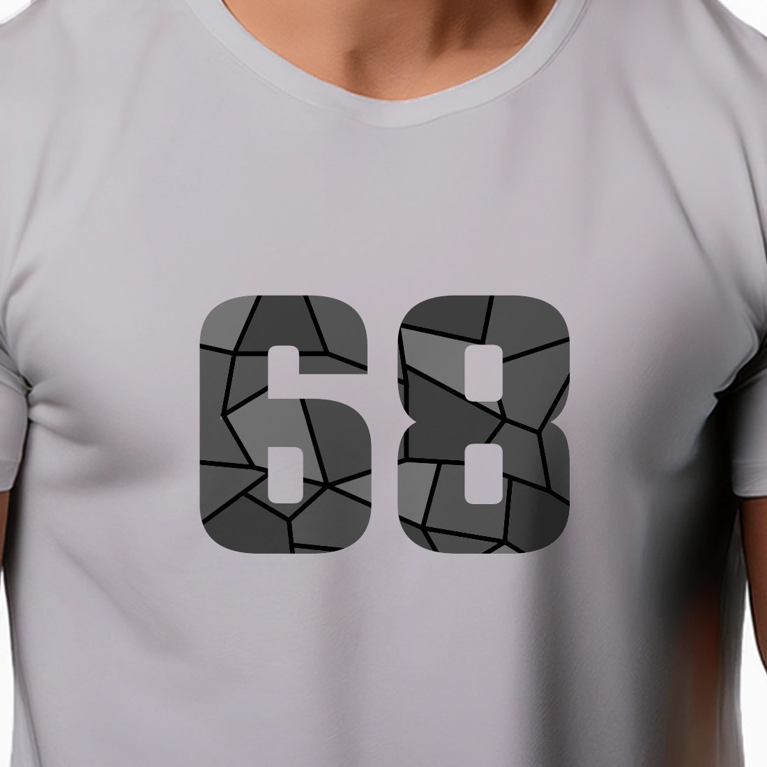 68 Number Men Unisex T-Shirt | Custom Number Graphic Tee (Melange Grey)