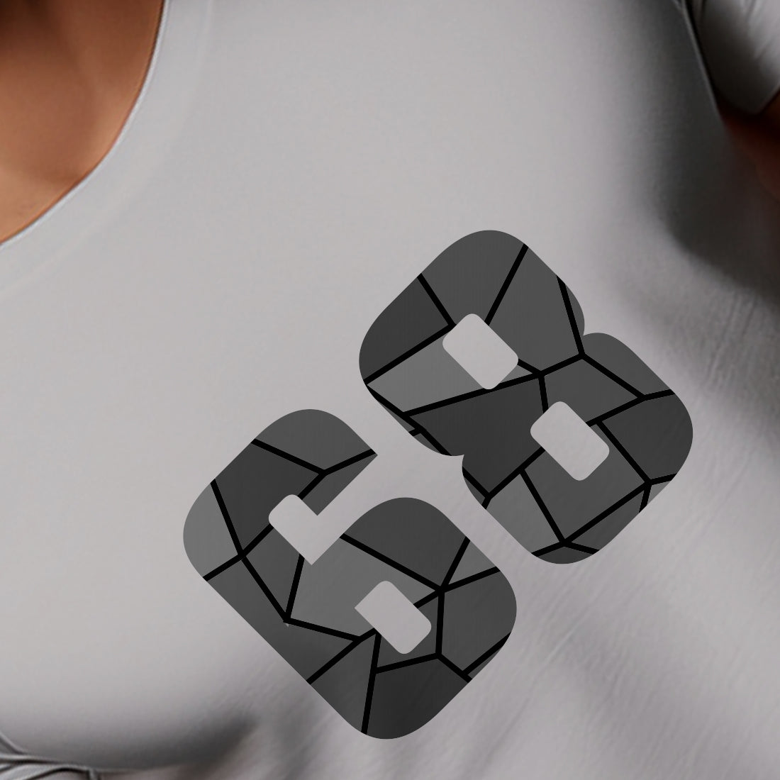 68 Number Men Unisex T-Shirt | Custom Number Graphic Tee (Melange Grey)