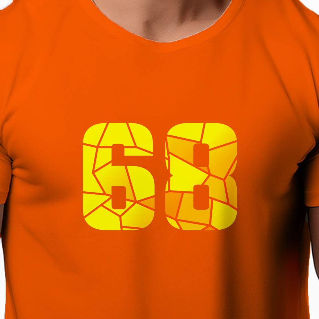 68 Number Men Unisex T-Shirt | Custom Number Graphic Tee (Orange)