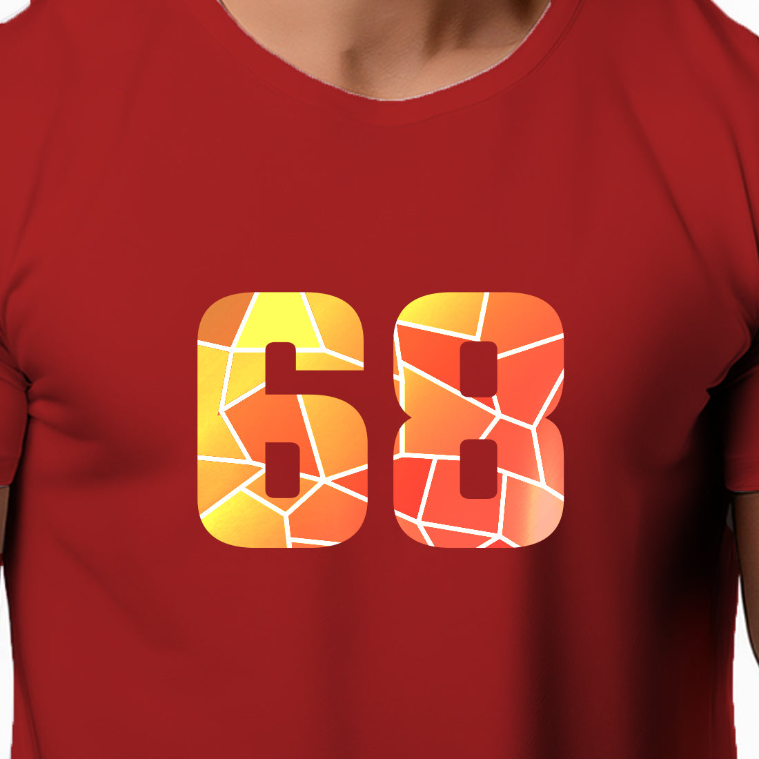 68 Number Men Unisex T-Shirt | Custom Number Graphic Tee (Red)