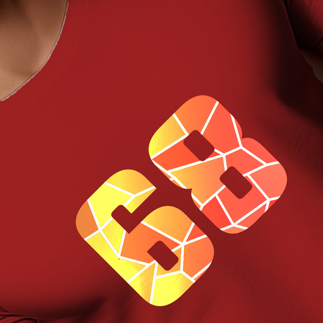 68 Number Men Unisex T-Shirt | Custom Number Graphic Tee (Red)
