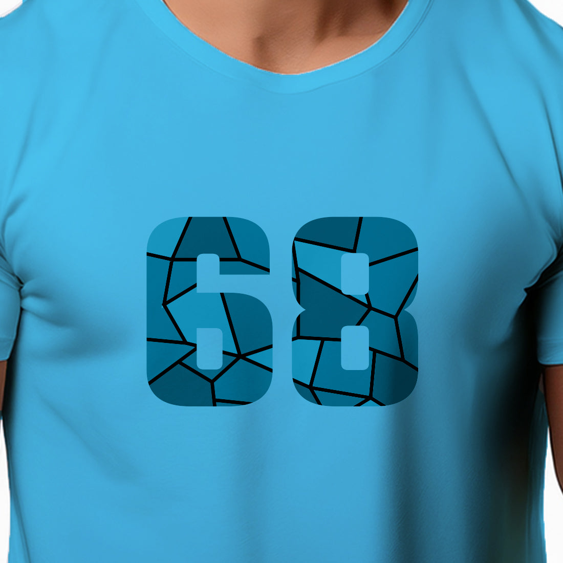 68 Number Men Unisex T-Shirt | Custom Number Graphic Tee (Sky Blue)