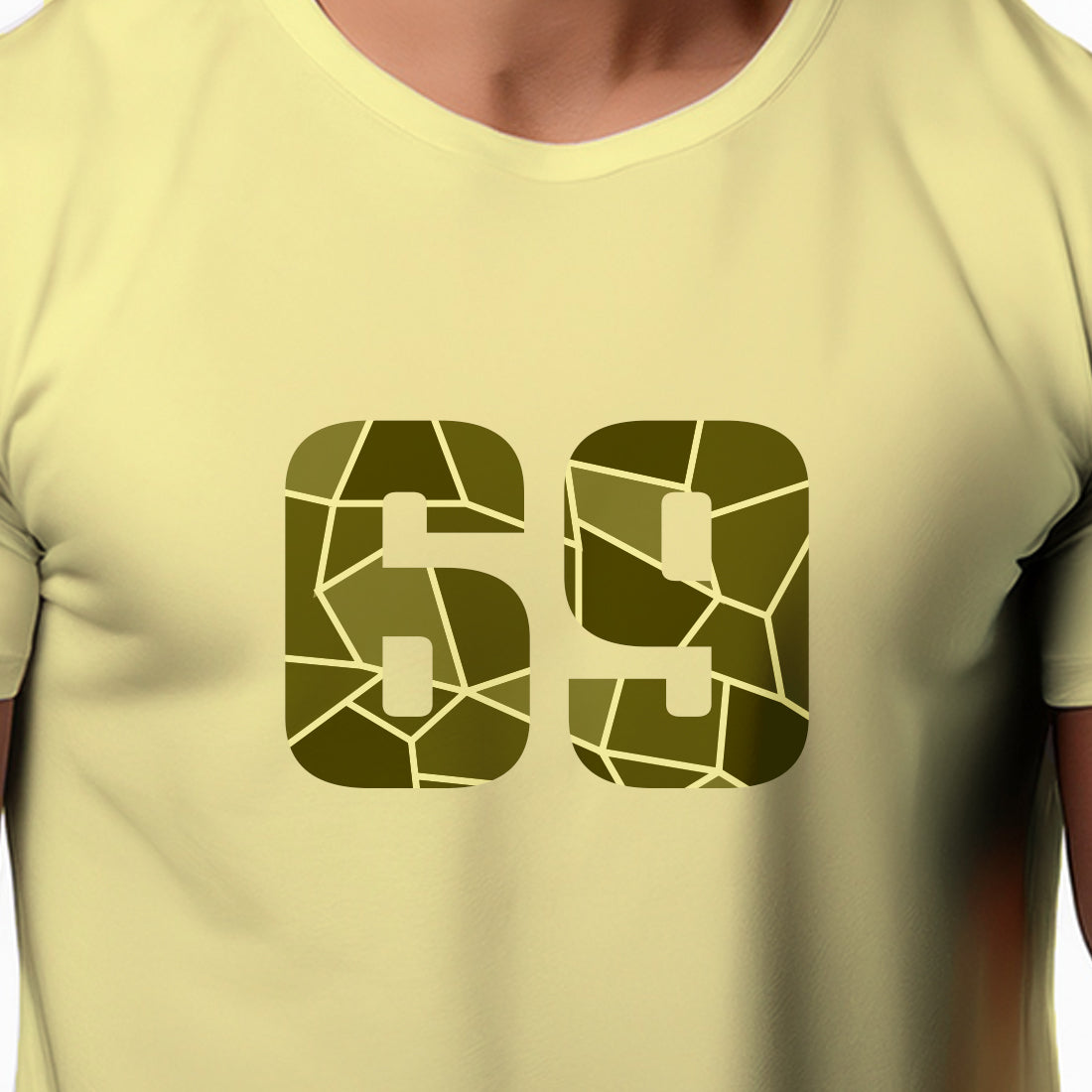 69 Number Men Unisex T-Shirt | Custom Number Graphic Tee (Butter Yellow)