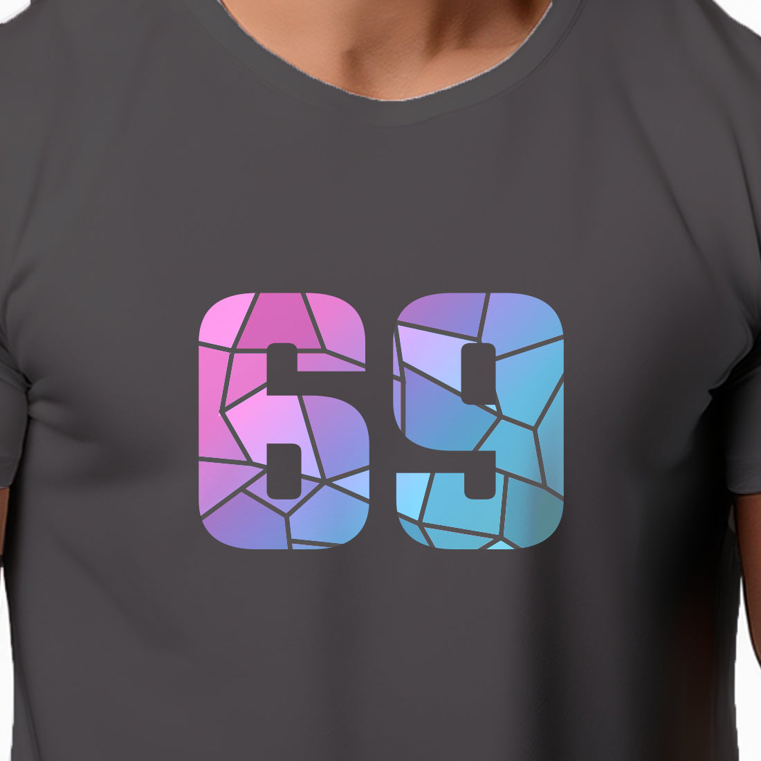 69 Number Men Unisex T-Shirt | Custom Number Graphic Tee (Charcoal Grey)