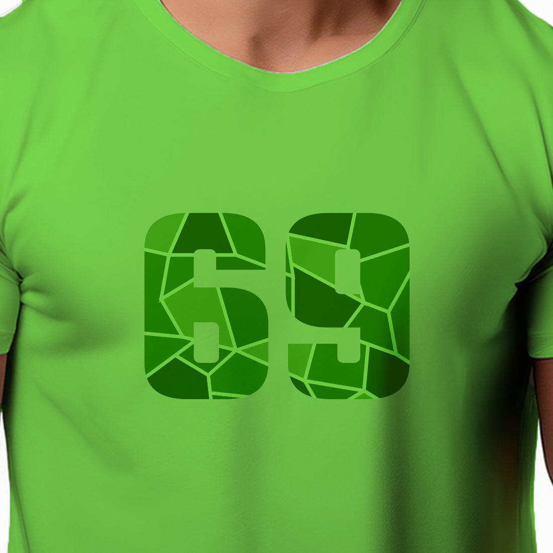 69 Number Men Unisex T-Shirt | Custom Number Graphic Tee (Liril Green)