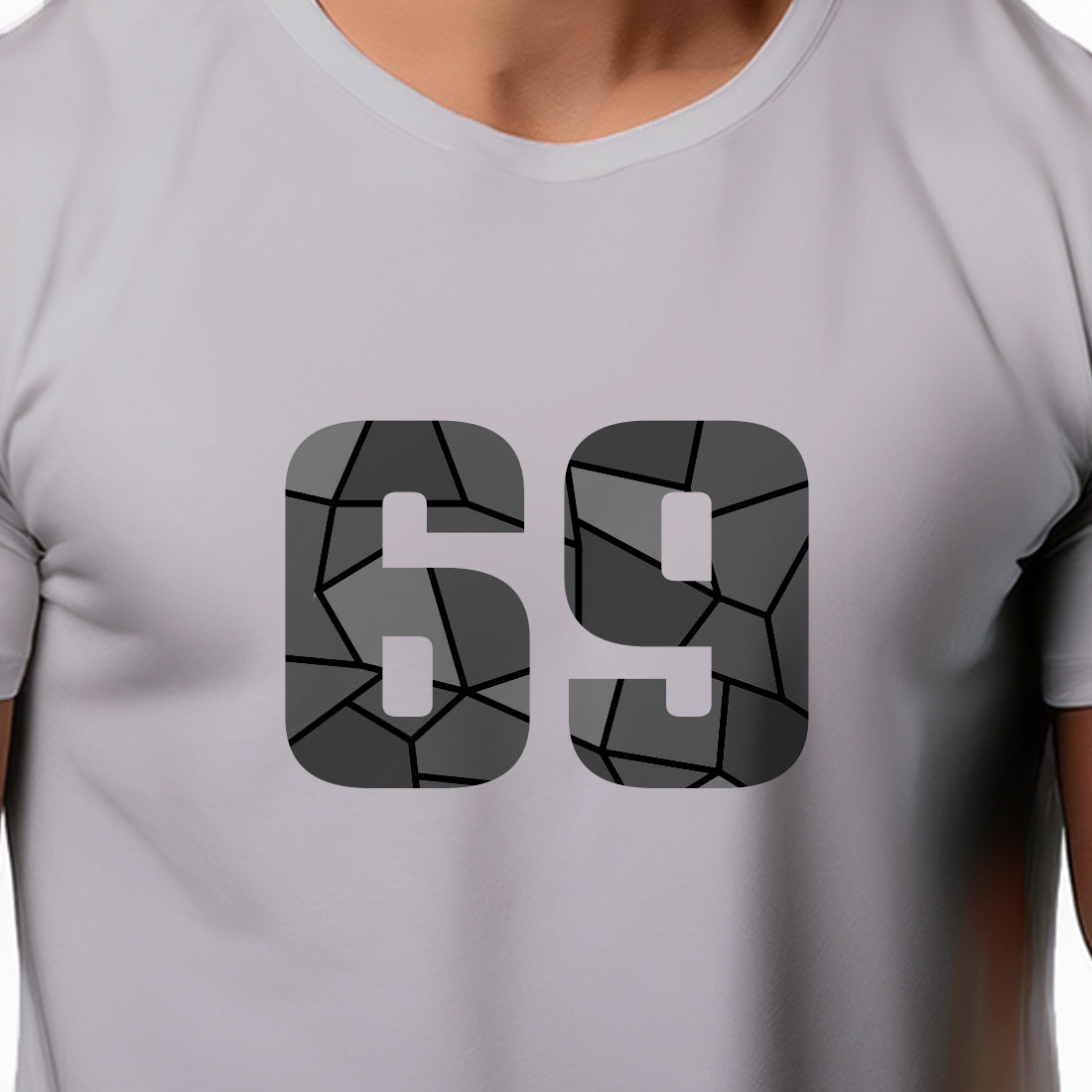 69 Number Men Unisex T-Shirt | Custom Number Graphic Tee (Melange Grey)
