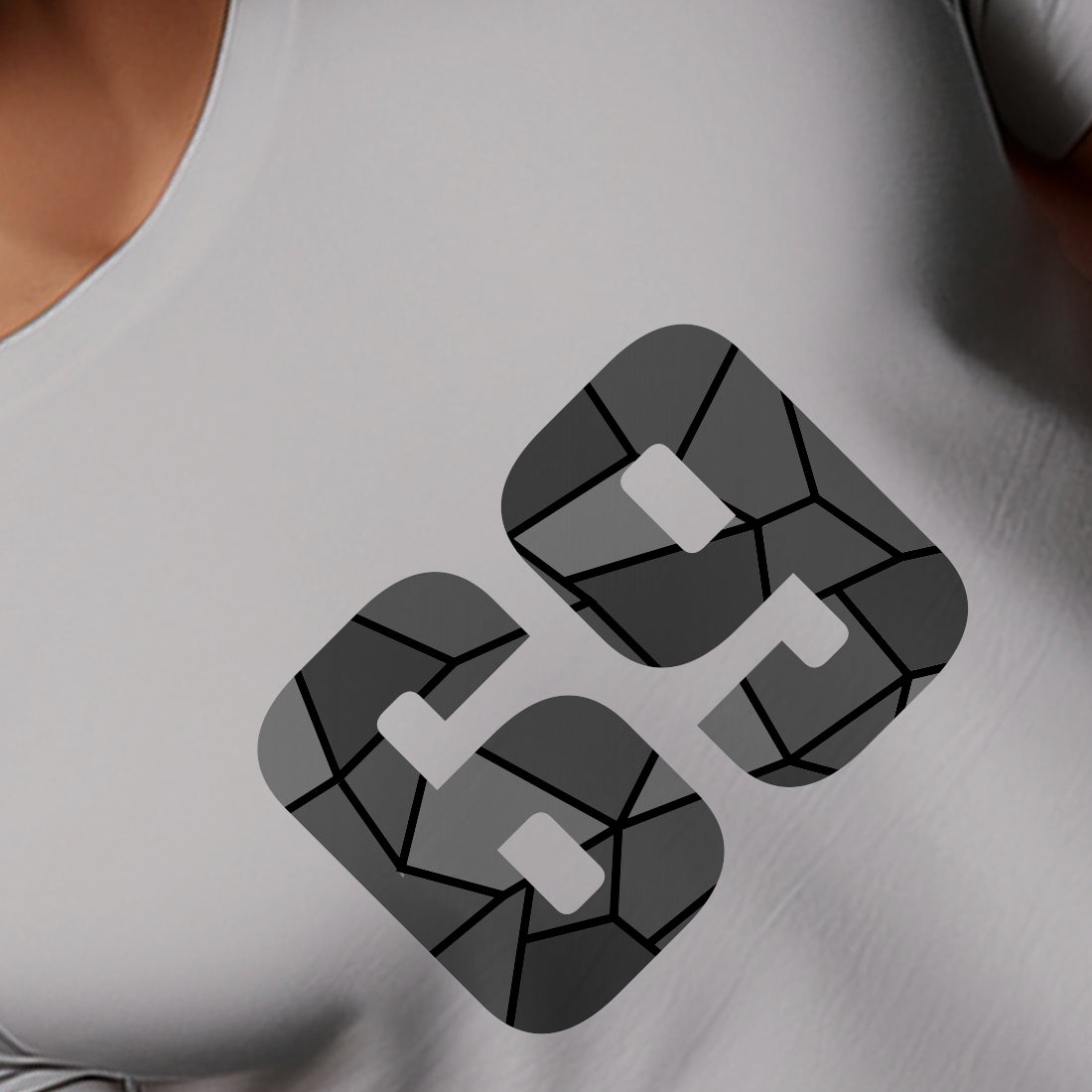 69 Number Men Unisex T-Shirt | Custom Number Graphic Tee (Melange Grey)