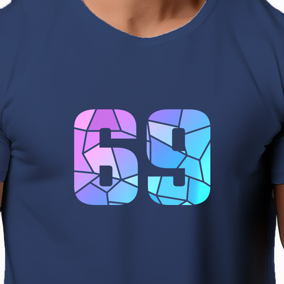 69 Number Men Unisex T-Shirt | Custom Number Graphic Tee (Navy Blue)